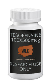 Tesofensine 500mcg 100 tablets: Bottle of weight loss supplement pills. Research use only.